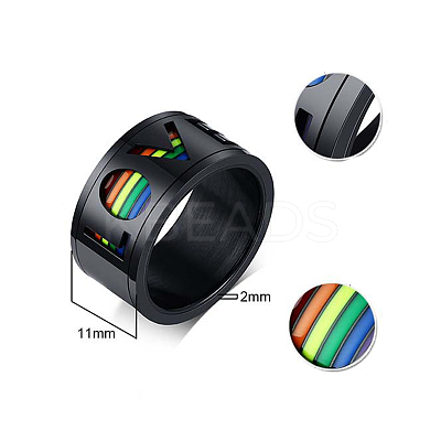 Rainbow Color Pride Flag Word Love Rotating Enamel Finger Ring RABO-PW0001-034E-1