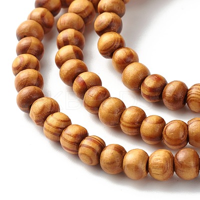 Round Natural Wood Mala Bead Bracelet BJEW-JB06907-1