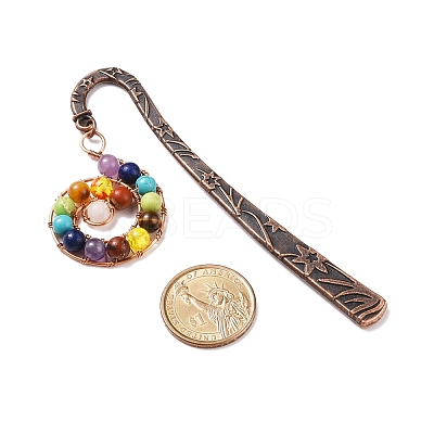 Chakra Theme Gemstone Beaded Bookmarks AJEW-JK00178-1