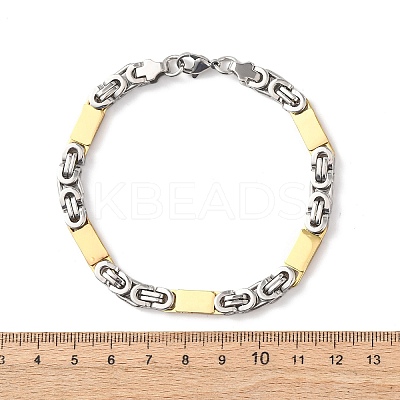 304 Stainless Steel Rectangle Link
Chain & Byzantine Chains Bracelets for Women Men BJEW-F527-08B-GP-1