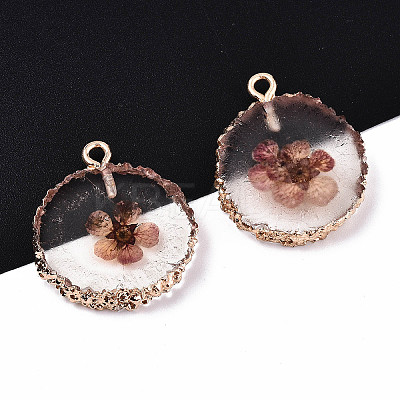 Transparent Clear Epoxy Resin & Dried Flower Pendants LS-RESI-S383-075-D02-1