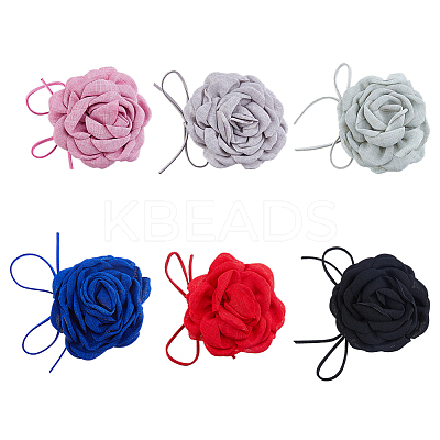 6Pcs 6 Colors Cloth Flower Collar Choker Necklace NJEW-FH0001-11-1