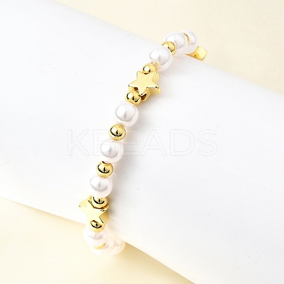 ABS Imitation Pearl Beads Braided Bead Bracelets for Women BJEW-D317-09A-G-1