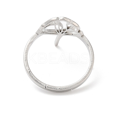 Non-Tarnish 304 Stainless Steel Hollow Lotus Adjustable Ring RJEW-L107-021P-1