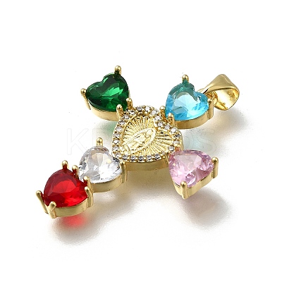 Brass Micro Pave Cubic Zirconia Pendants KK-C090-48G-1