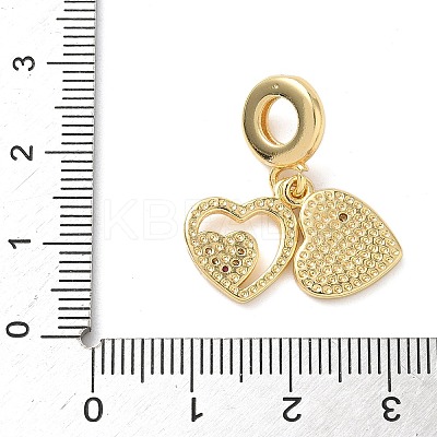 Brass Micro Pave Clear Cubic Zirconia European Dangle Charms KK-D502-14A-G-1