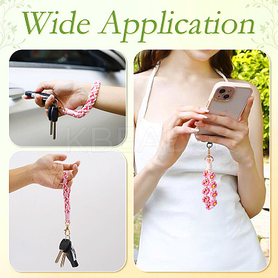 3Pcs 3 Style Cotton Handmade Braided Wrist Lanyard Pendant Decorations AJEW-TA0001-47A-1