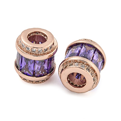 Rack Plating Brass Micro Pave Cubic Zirconia European Beads KK-F089-31RG-04-1