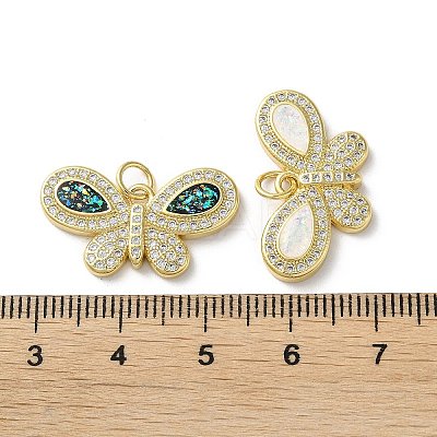 Brass Micro Pave Clear Cubic Zirconia Pendants KK-C045-44G-1