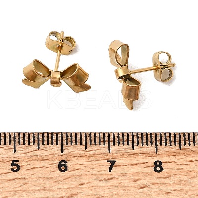304 Stainless Steel Bowknot Stud Earring Findings STAS-Z159-01G-1