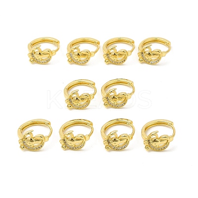 Cubic Zirconia Moon with Rabbit Hoop Earrings EJEW-E270-29G-1