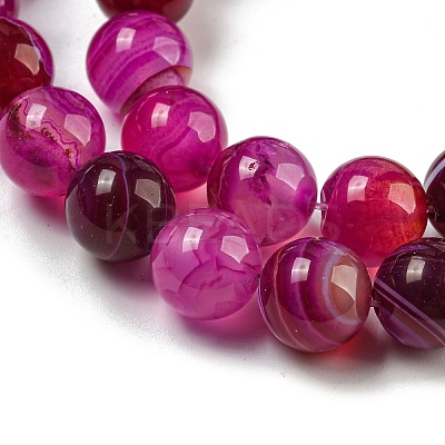 Natural Striped Agate/Banded Agate Bead Strands G-K166-13-10mm-03-1