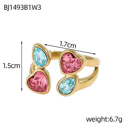 304 Stainless Steel Pave Cubic Zirconia Cuff Bangles for Women STAS-OY012-37G-1