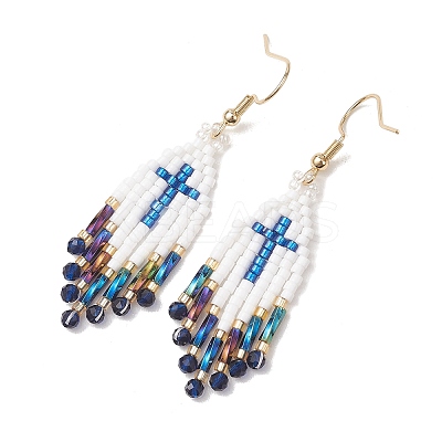Glass Seed Beads Dangle Earrings EJEW-MZ00737-02-1