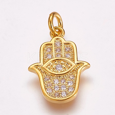 Brass Micro Pave Cubic Zirconia Pendants X-ZIRC-G099-39G-1
