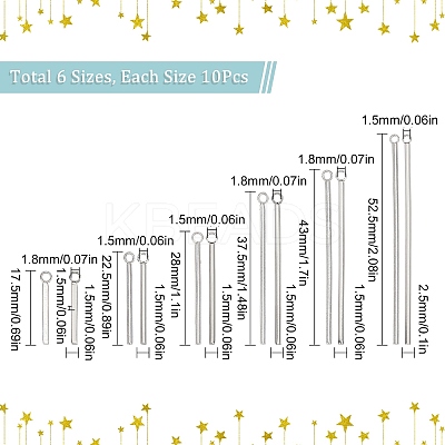 60Pcs 6 Style Stainless Steel Pendants STAS-SC0003-95-1