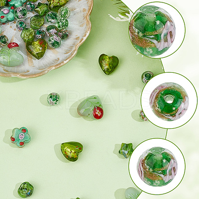 40Pcs 10 Styles Mixed Styles Handmade Lampwork Beads LAMP-PA0001-68A-1