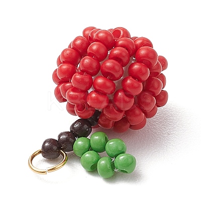 Handmade Glass Seed Beaded Apple Pendants PALLOY-MZ00483-01-1