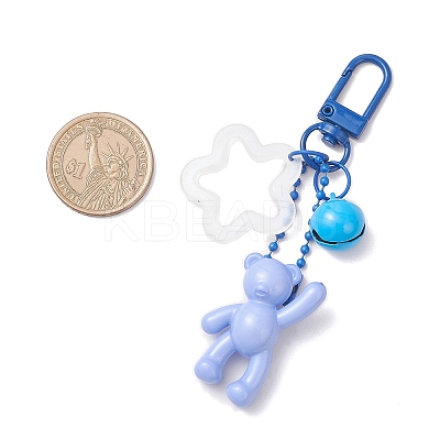 6Pcs 6 Colors Acrylic Bear & Flower Pendant Decoration HJEW-JM03871-1
