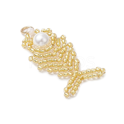 Glass Seed Beaded Fish Pendants PALLOY-MZ00666-04-1