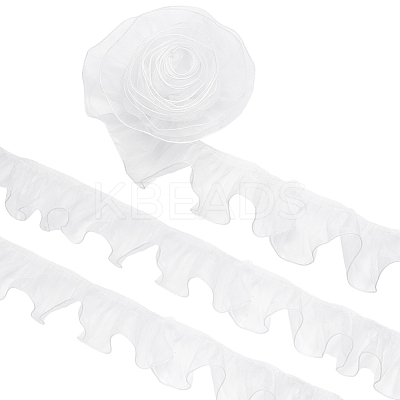 Organza Pleated Lace Ribbon OCOR-WH0097-42B-1