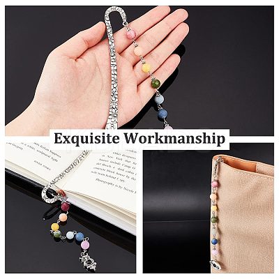 AHADEMAKER 5Pcs 5 Style Tibetan Style Alloy Bookmarks AJEW-GA0004-85-1
