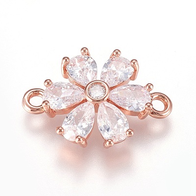 Brass Micro Pave Cubic Zirconia Links ZIRC-F087-10RG-RS-1