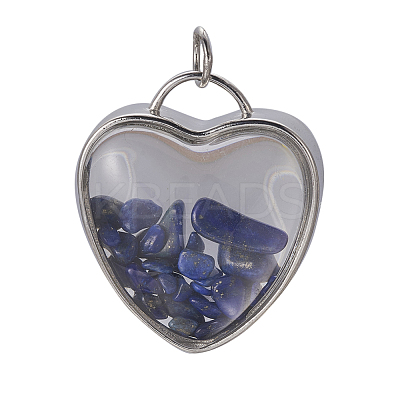 Natural Lapis Lazuli Chips Pendants G-A176-B03-1