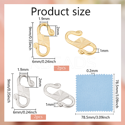 4Pcs 2 Colors Sterling Silver S-Hook Clasps with 925 Stamp FIND-BC0005-14B-1