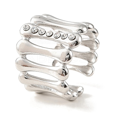 304 Stainless Steel Open Cuff Ring for Women RJEW-F166-04P-02-1