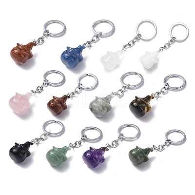 Natural/Synthetic Gemstone Keychains KEYC-P011-04P-1