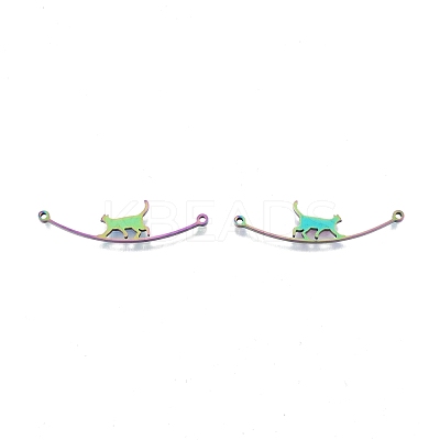 Rack Plating 201 Stainless Steel Connector Charms STAS-N098-094M-1