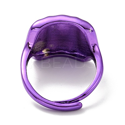 Brass Rectangle Signet Adjustable Ring for Women RJEW-G254-01B-1