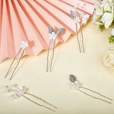 Alloy with Plastic Beads Hair Sticks for Women Girls OHAR-WH20010-08P-1