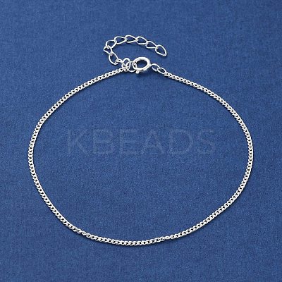 925 Sterling Silver Curb Chain Bracelets for Women BJEW-E101-01S-10-1