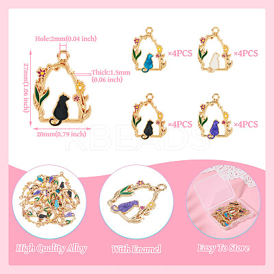 16Pcs 4 Colors Alloy Enamel Pendants ENAM-TA0002-44-1