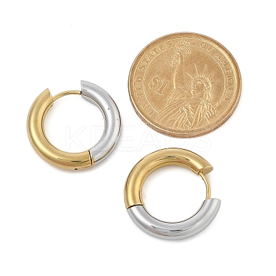 201 Stainless Steel Two Tone Hoop Earrings EJEW-Q002-01G-06-1