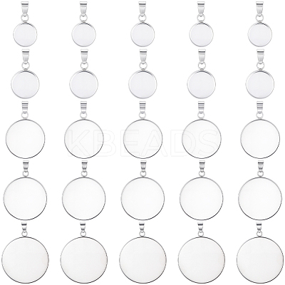 50Pcs 5 Styles 304 Stainless Steel Pendant Cabochon Settings STAS-BBC0007-38-1