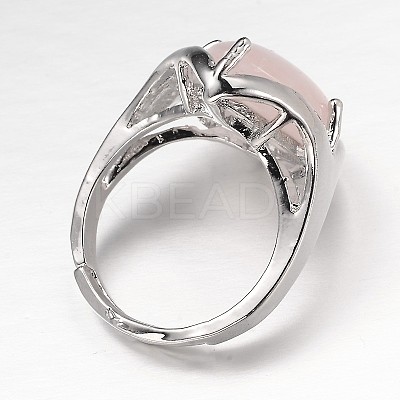 Teardrop Platinum Tone Brass Gemstone Adjustable Wide Band Rings RJEW-L062-02C-1