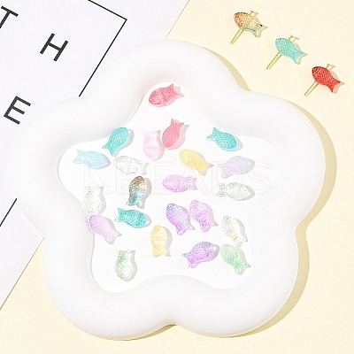 50Pcs Transparent Spray Painted Glass Beads GLAA-FS0002-06E-1