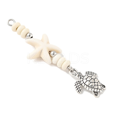 7Pcs 7 Styles Ocean Alloy & Starfish Rondelle Synthetic Turquoise Beaded Big Pendants PALLOY-JF04012-1