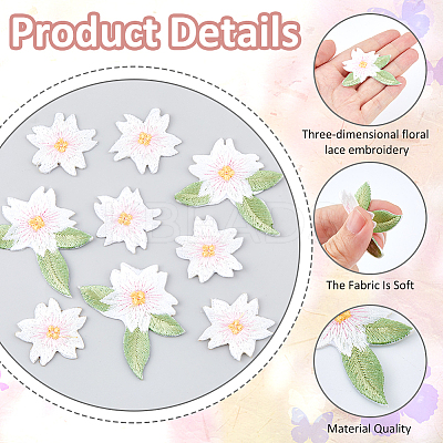 20Pcs 2 Styles Flower Embroidery Cloth Sew on Appliques PATC-FH0001-20-1