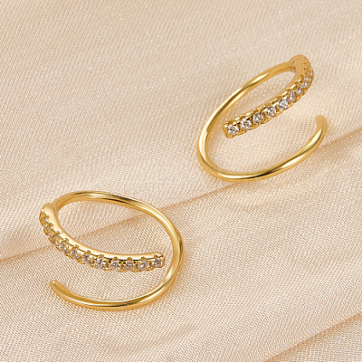 925 Sterling Silver Micro Pave Cubic Zirconia Hoop Earrings LS-CB9976-2-1