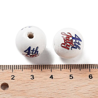 Independence Day Theme Wood European Beads WOOD-M011-07C-1
