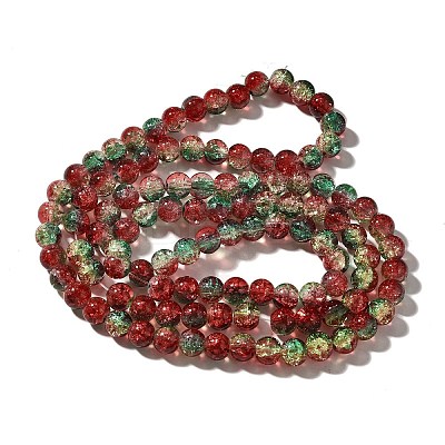 Christmas Theme Crackle Glass Beads Strands X1-CCG-C002-8mm-12-1