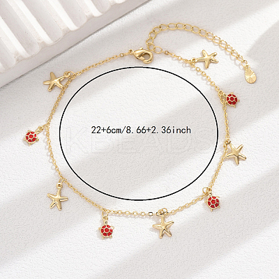 Elegant Brass Enamel Turtle Starfish Beach Anklet for Stylish Women JC1735-1