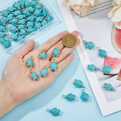 50Pcs Dyed Synthetic Turquoise Pendants PALLOY-AB00113-1