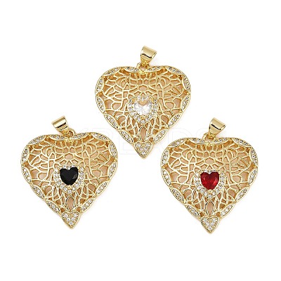 Brass Micro Pave Cubic Zirconia Pendants KK-S526-18G-1