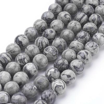 Natural Map Stone/Picasso Stone/Picasso Jasper Beads Strands G-G047-8mm-1