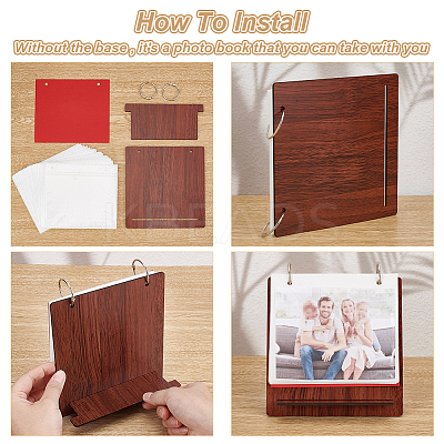 Rectangle Wooden Calendar Photo Album with 24 Sheets Plastic Sleeves and Stainless Steel Rings DIY-WH0542-33A-02-1